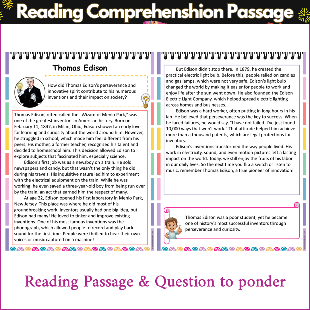 Thomas Edison | Reading Comprehension Passage and Questions