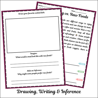 Cooking vs. Raw Foods | Short Reading Comprehension Creative Worksheet