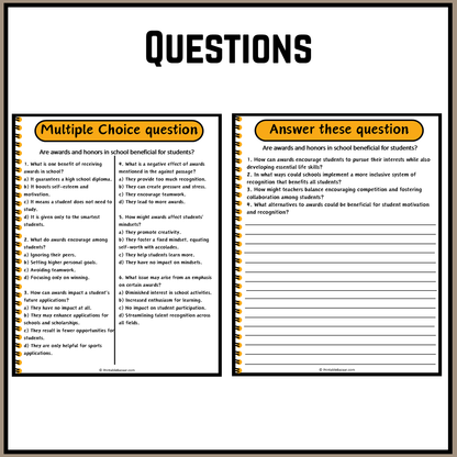 Are awards and honors in school beneficial for students? | Debate Case Study Worksheet