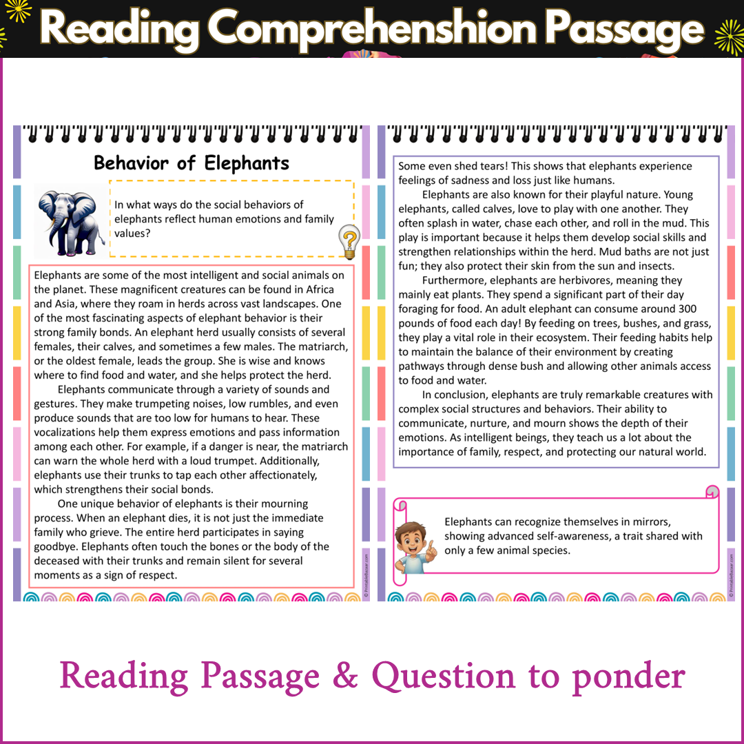 Behavior of Elephants | Reading Comprehension Passage and Questions