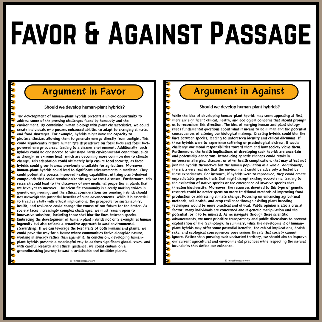 Should we develop human-plant hybrids? | Debate Case Study Worksheet