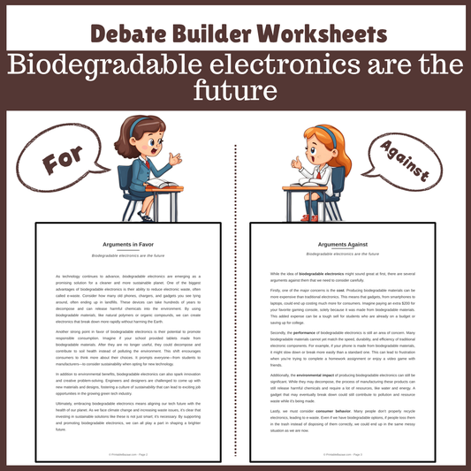 Biodegradable electronics are the future | Favour and Against Worksheet Printable Activity