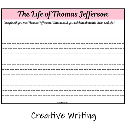 The Life of Thomas Jefferson | Main Idea and Supporting Details Reading Passage and Questions