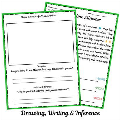 Prime Minister | Short Reading Comprehension Creative Worksheet