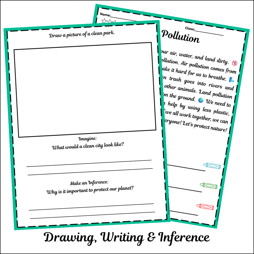 Pollution | Short Reading Comprehension Creative Worksheet