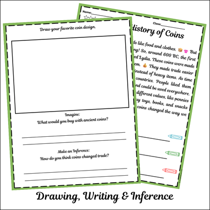 The History of Coins | Short Reading Comprehension Creative Worksheet