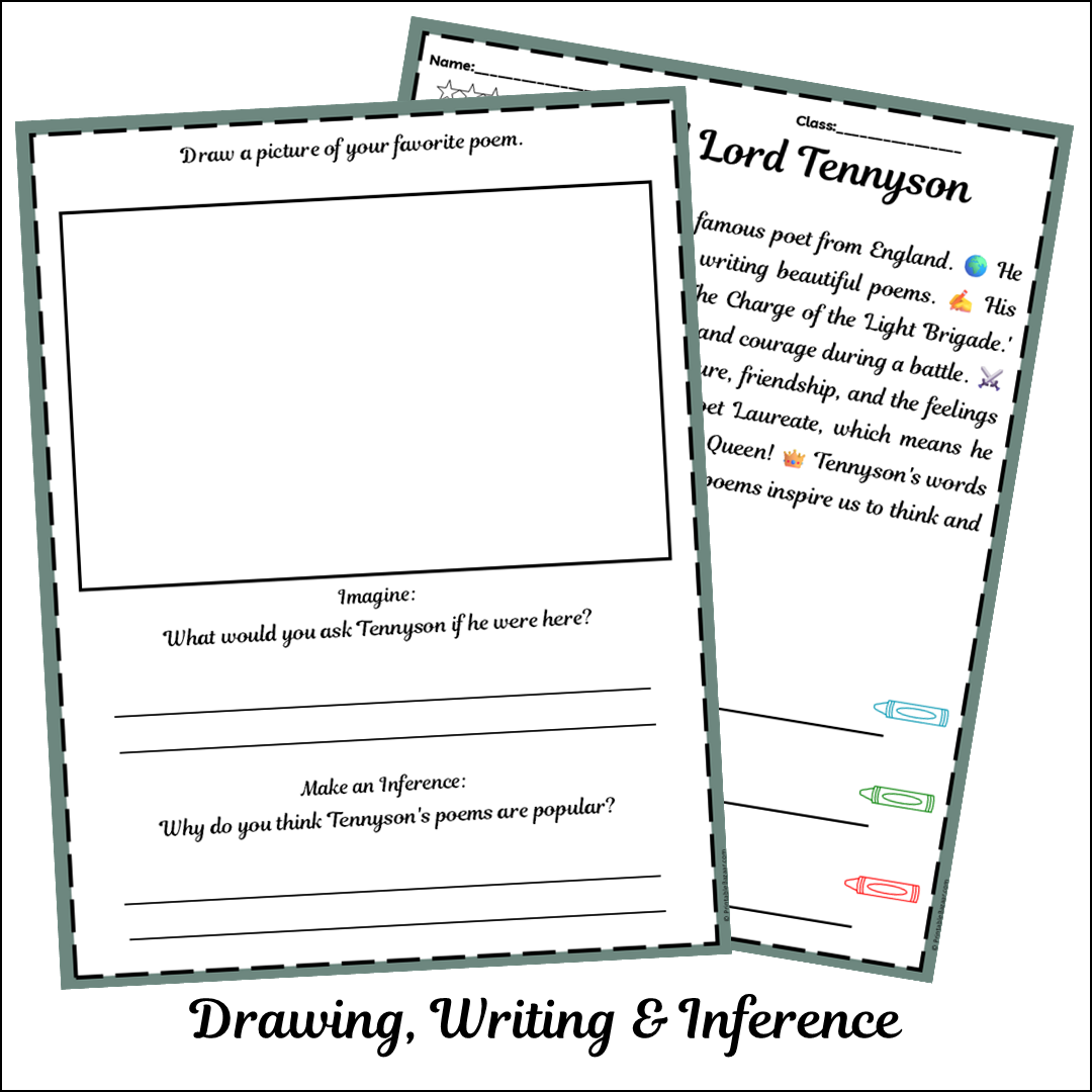 Alfred Lord Tennyson | Short Reading Comprehension Creative Worksheet