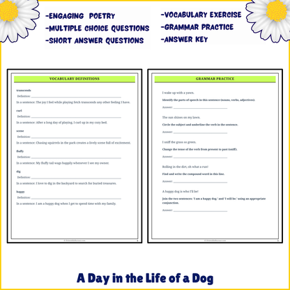 A Day in the Life of a Dog | Poem Grammar Worksheet Printable Activity