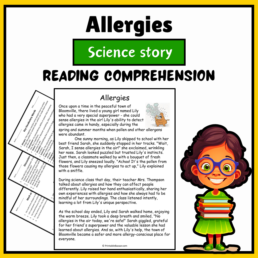 Allergies | Science Story Reading Comprehension Activity