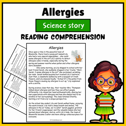 Allergies | Science Story Reading Comprehension Activity