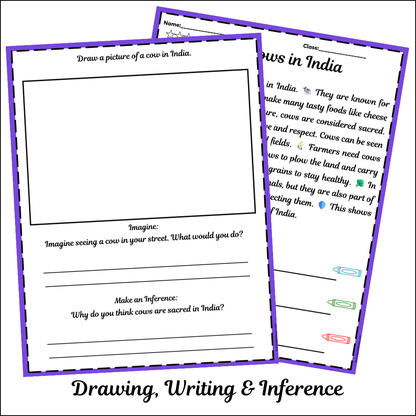 Cows in India | Short Reading Comprehension Creative Worksheet