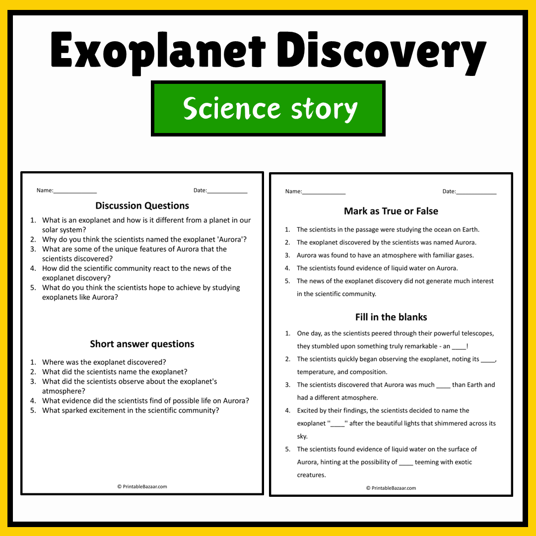 Exoplanet Discovery | Science Story Reading Comprehension Activity