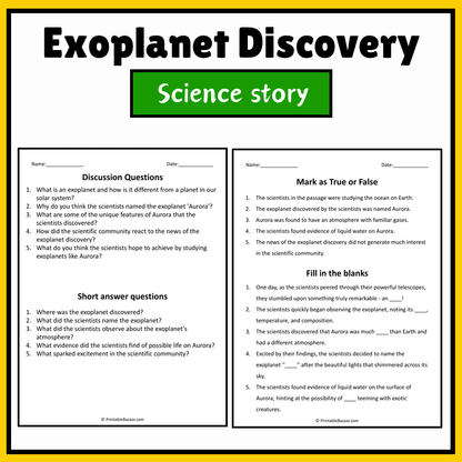 Exoplanet Discovery | Science Story Reading Comprehension Activity
