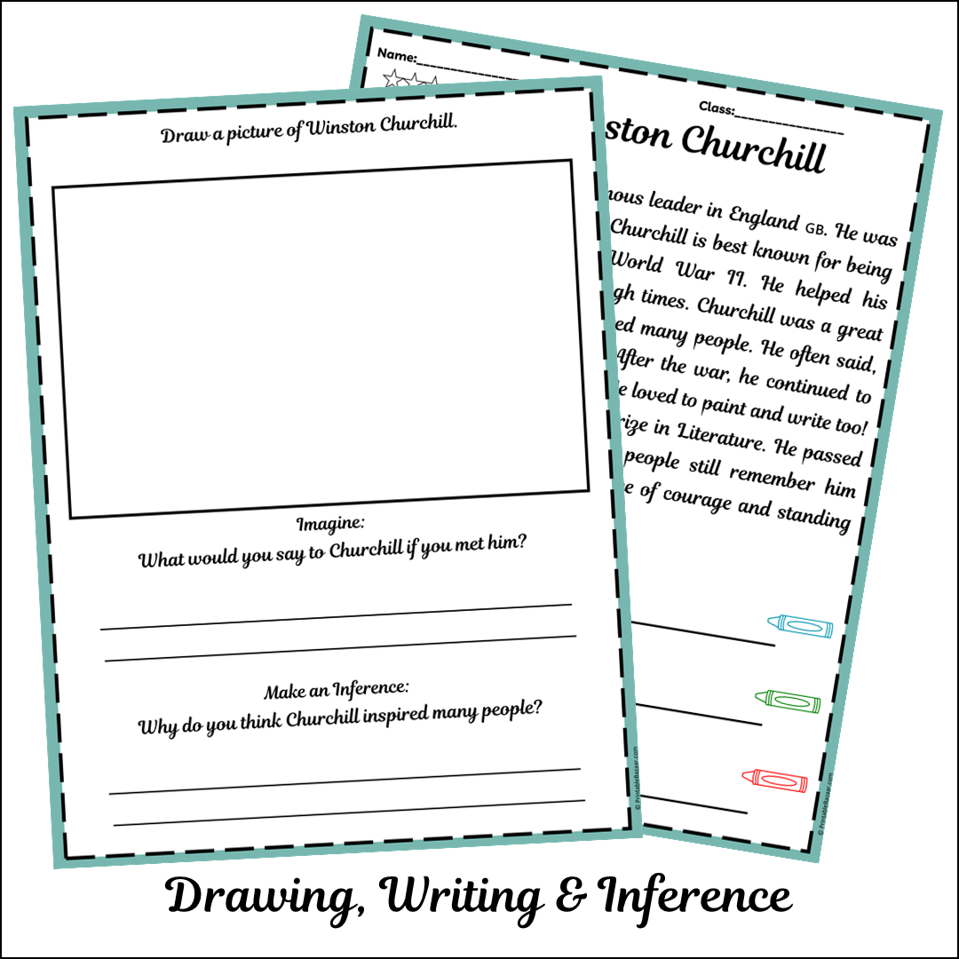 Winston Churchill | Short Reading Comprehension Creative Worksheet