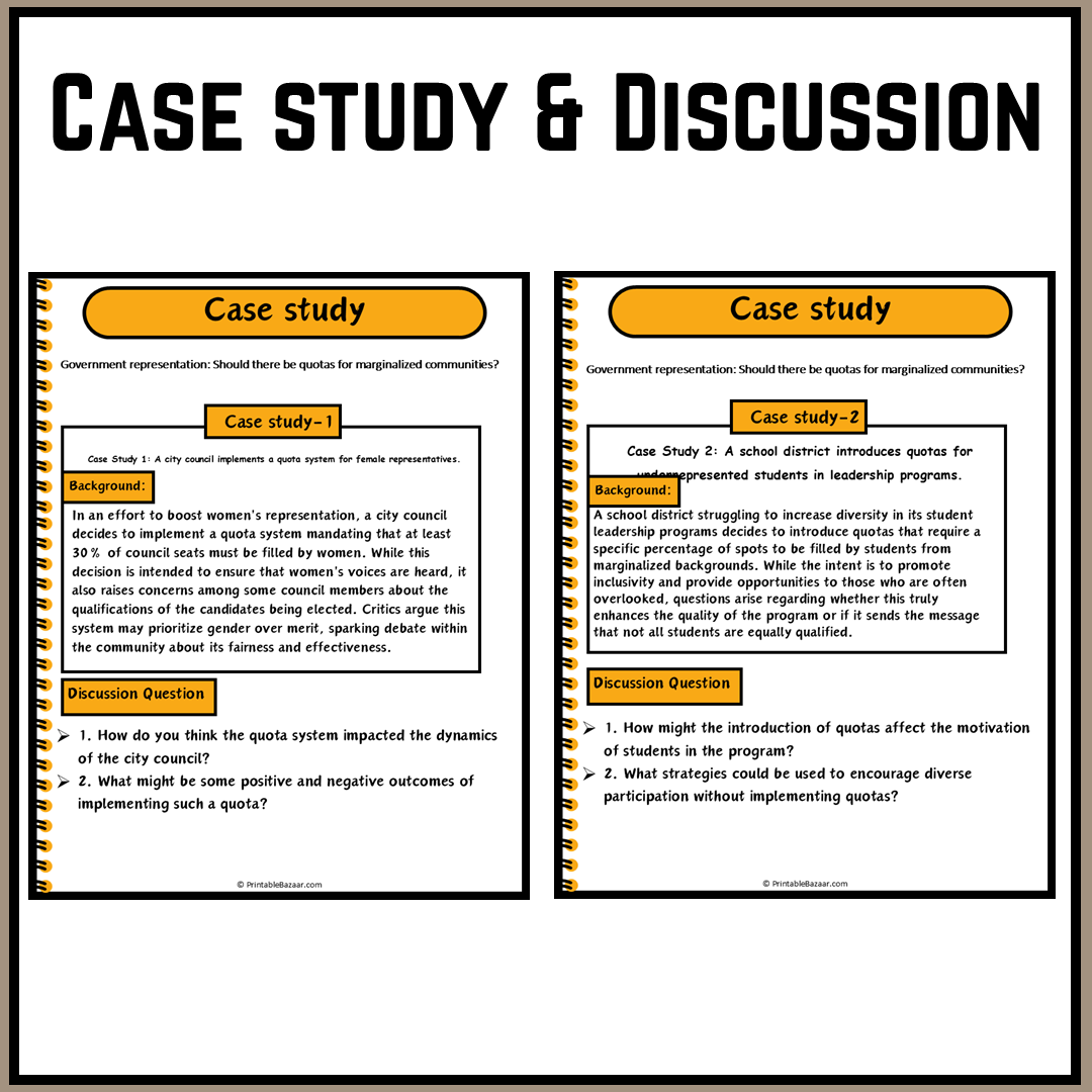 Government representation: Should there be quotas for marginalized communities? | Debate Case Study Worksheet