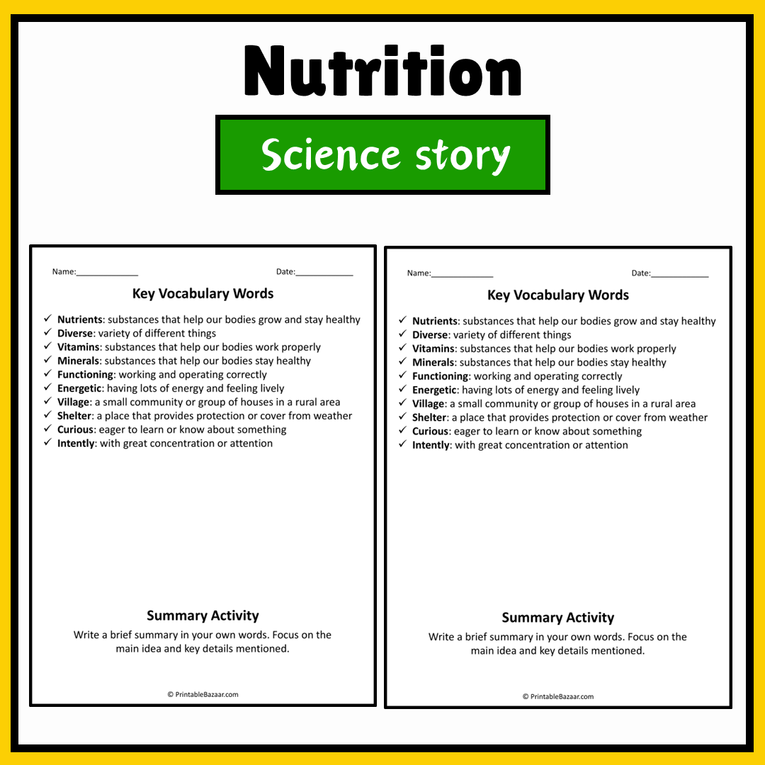 Nutrition | Science Story Reading Comprehension Activity