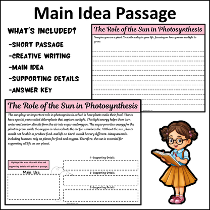 The Role of the Sun in Photosynthesis | Main Idea and Supporting Details Reading Passage and Questions