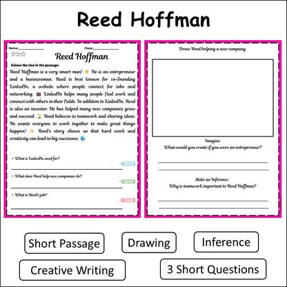 Reed Hoffman | Short Reading Comprehension Creative Worksheet