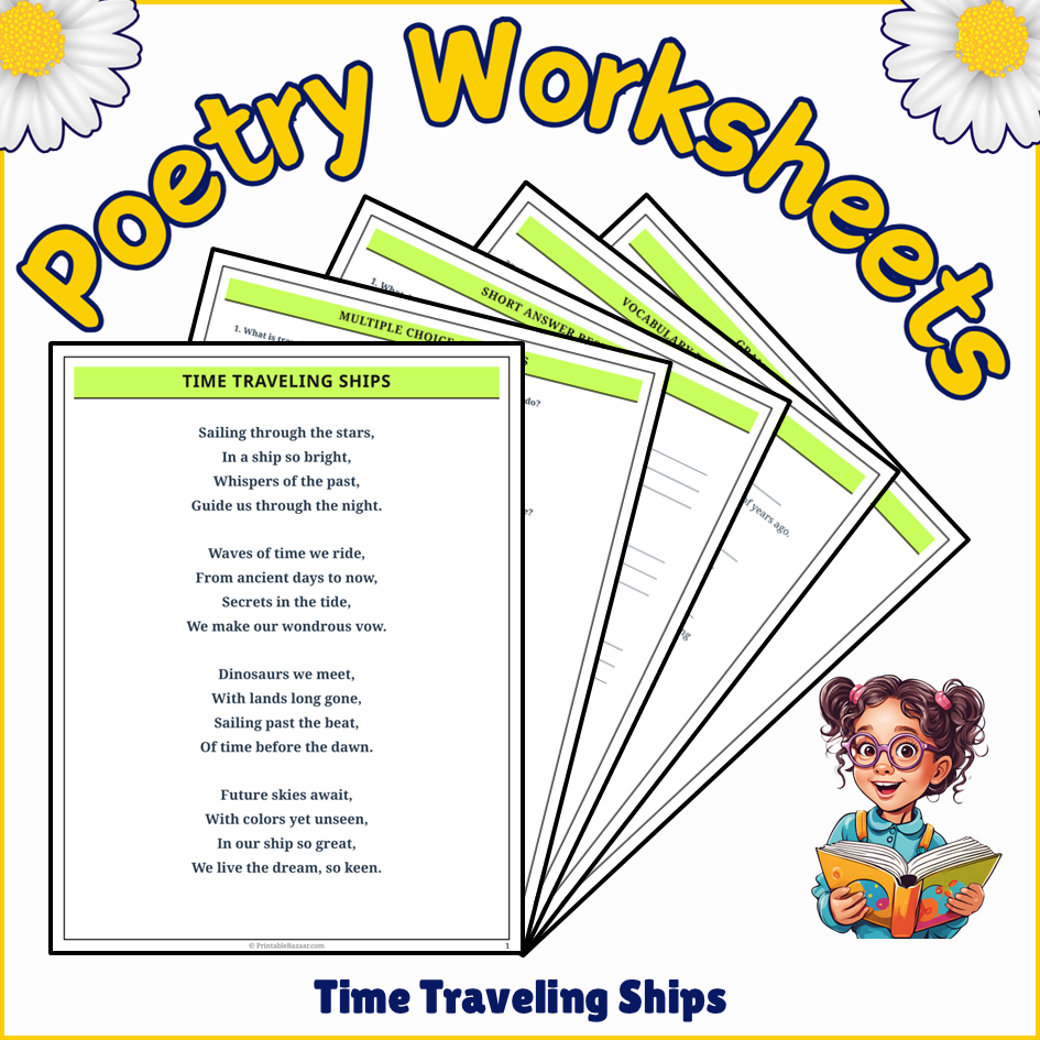 Time Traveling Ships | Poem Grammar Worksheet Printable Activity