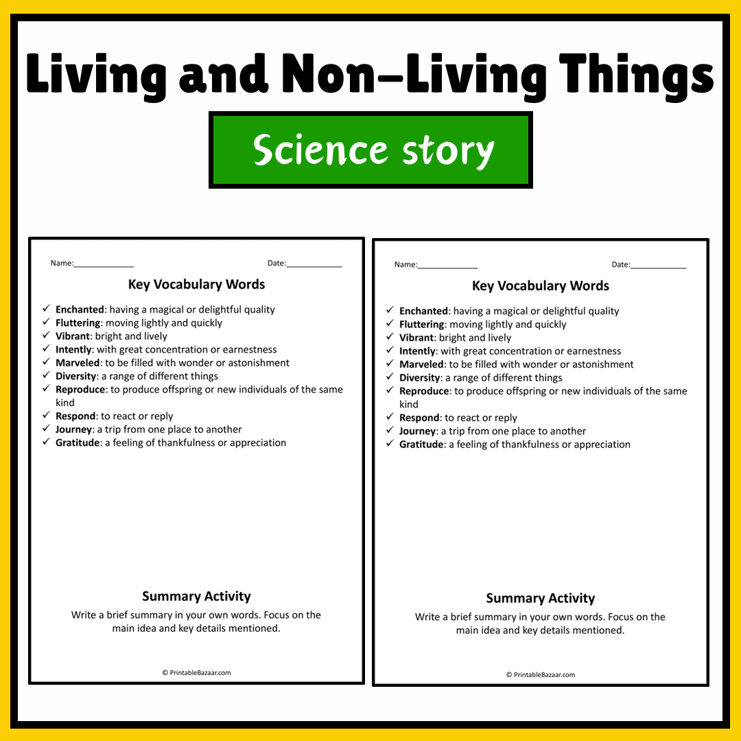Living and Non-Living Things | Science Story Reading Comprehension Activity