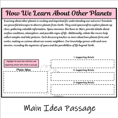 How We Learn About Other Planets | Main Idea and Supporting Details Reading Passage and Questions