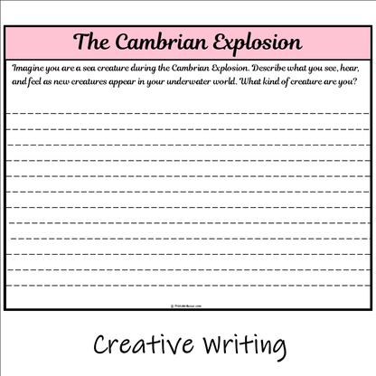 The Cambrian Explosion | Main Idea and Supporting Details Reading Passage and Questions