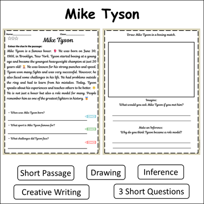 Mike Tyson | Short Reading Comprehension Creative Worksheet