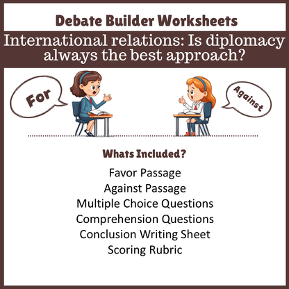 International relations: Is diplomacy always the best approach? | Favour and Against Worksheet Printable Activity