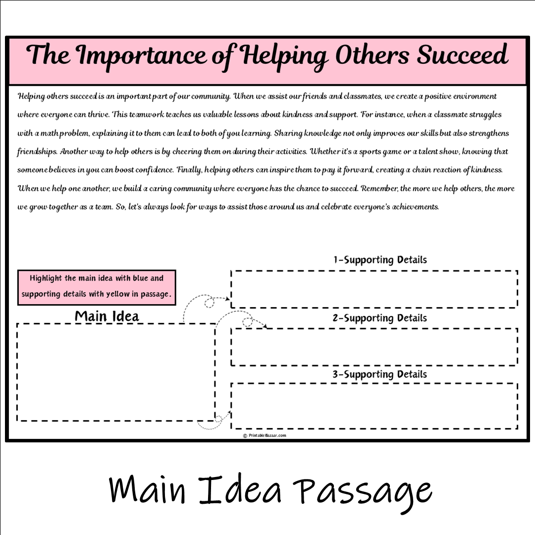 The Importance of Helping Others Succeed | Main Idea and Supporting Details Reading Passage and Questions