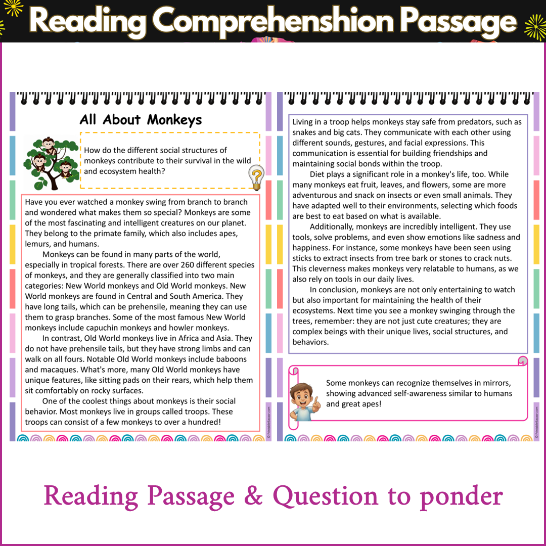 All About Monkeys | Reading Comprehension Passage and Questions