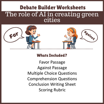 The role of AI in creating green cities | Favour and Against Worksheet Printable Activity