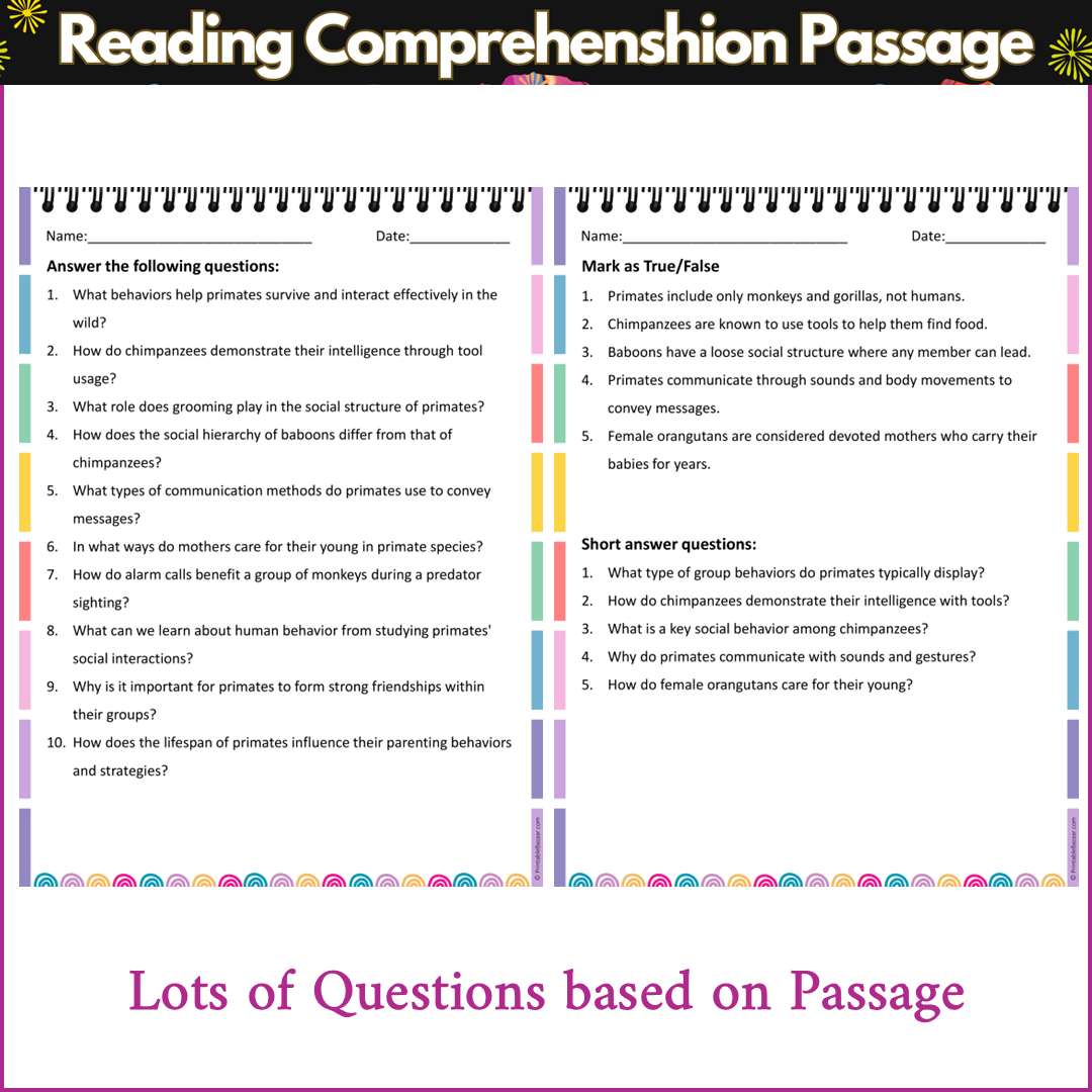 Behavior of Primates | Reading Comprehension Passage and Questions