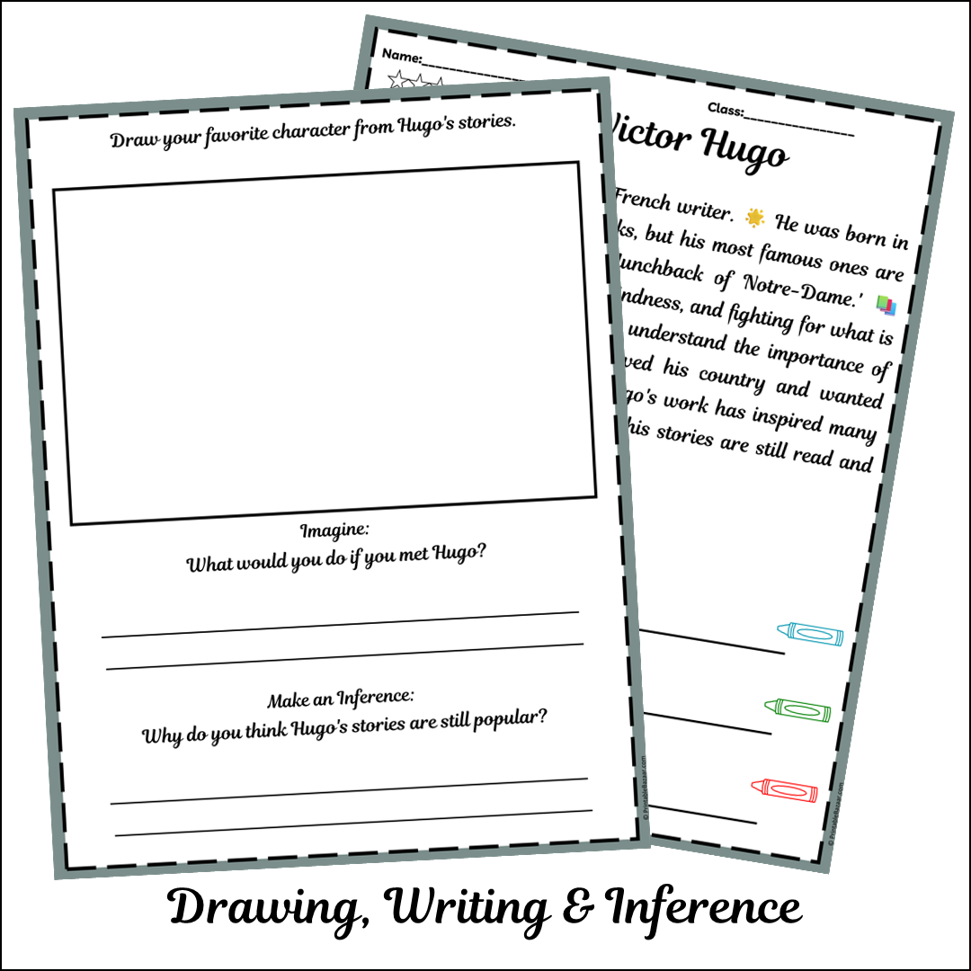 Victor Hugo | Short Reading Comprehension Creative Worksheet