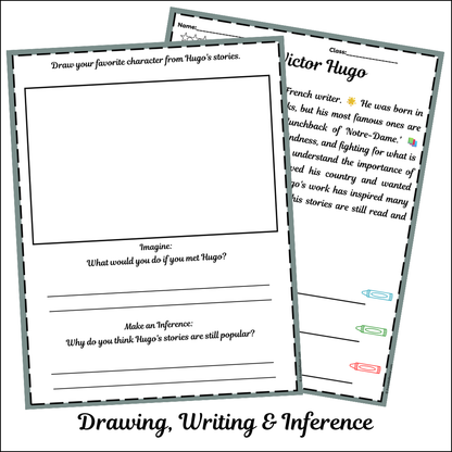 Victor Hugo | Short Reading Comprehension Creative Worksheet