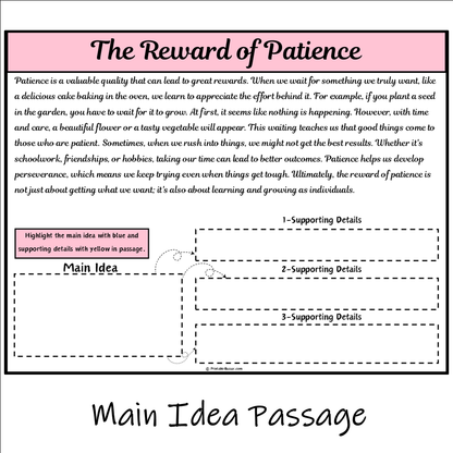 The Reward of Patience | Main Idea and Supporting Details Reading Passage and Questions