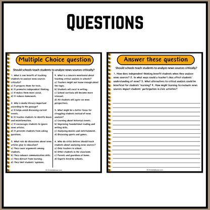 Should schools teach students to analyze news sources critically? | Debate Case Study Worksheet