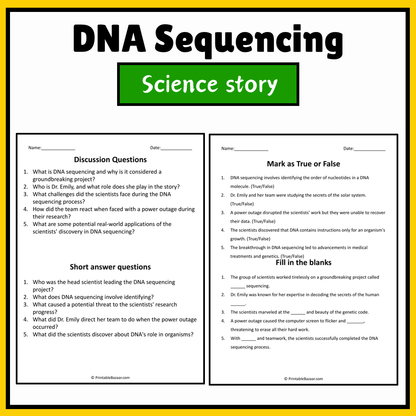 DNA Sequencing | Science Story Reading Comprehension Activity