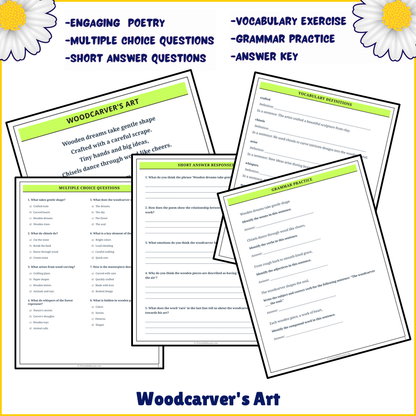 Woodcarver's Art | Poem Grammar Worksheet Printable Activity