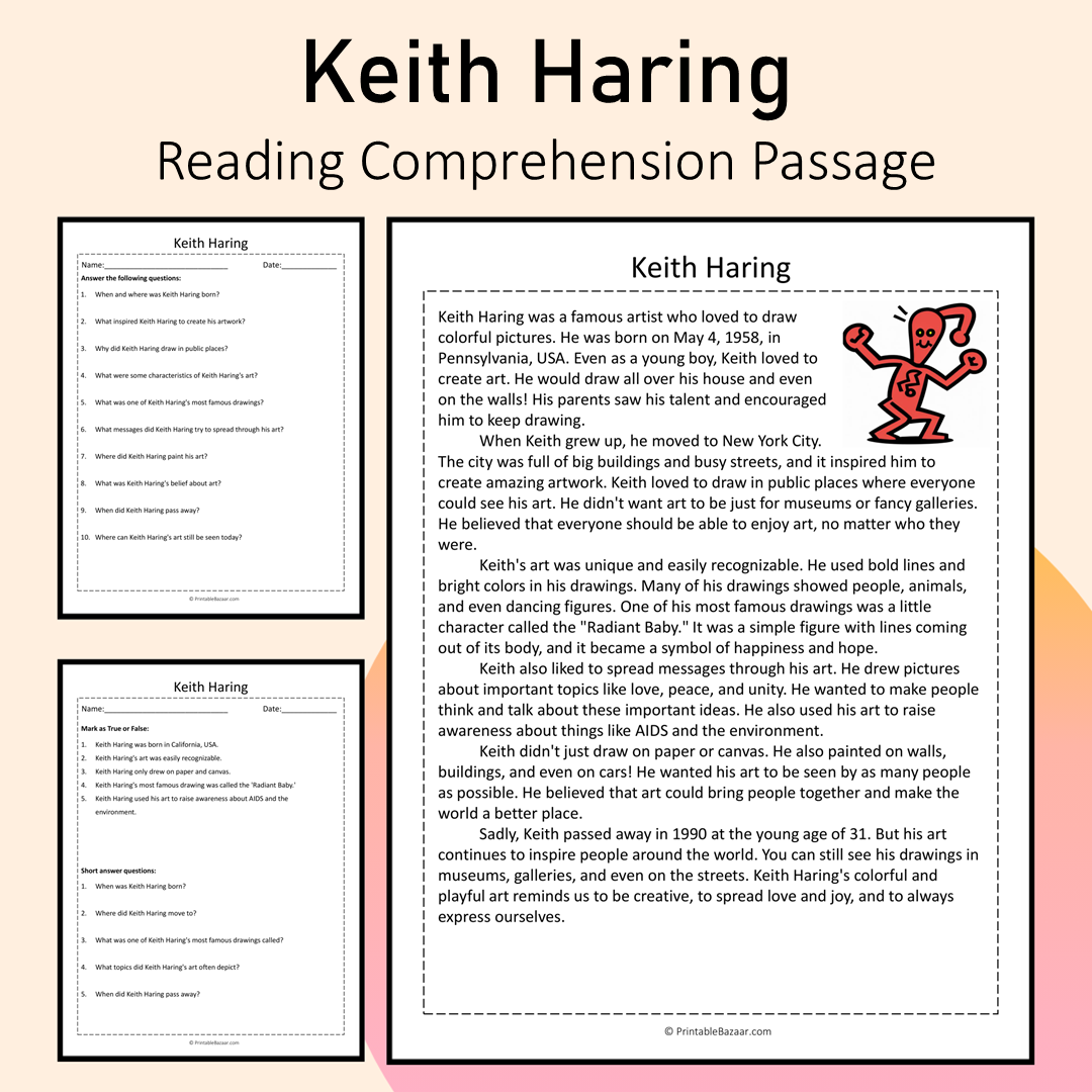 Keith Haring | Reading Comprehension Passage Printable Activity