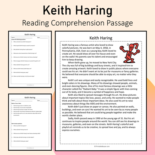 Keith Haring | Reading Comprehension Passage Printable Activity