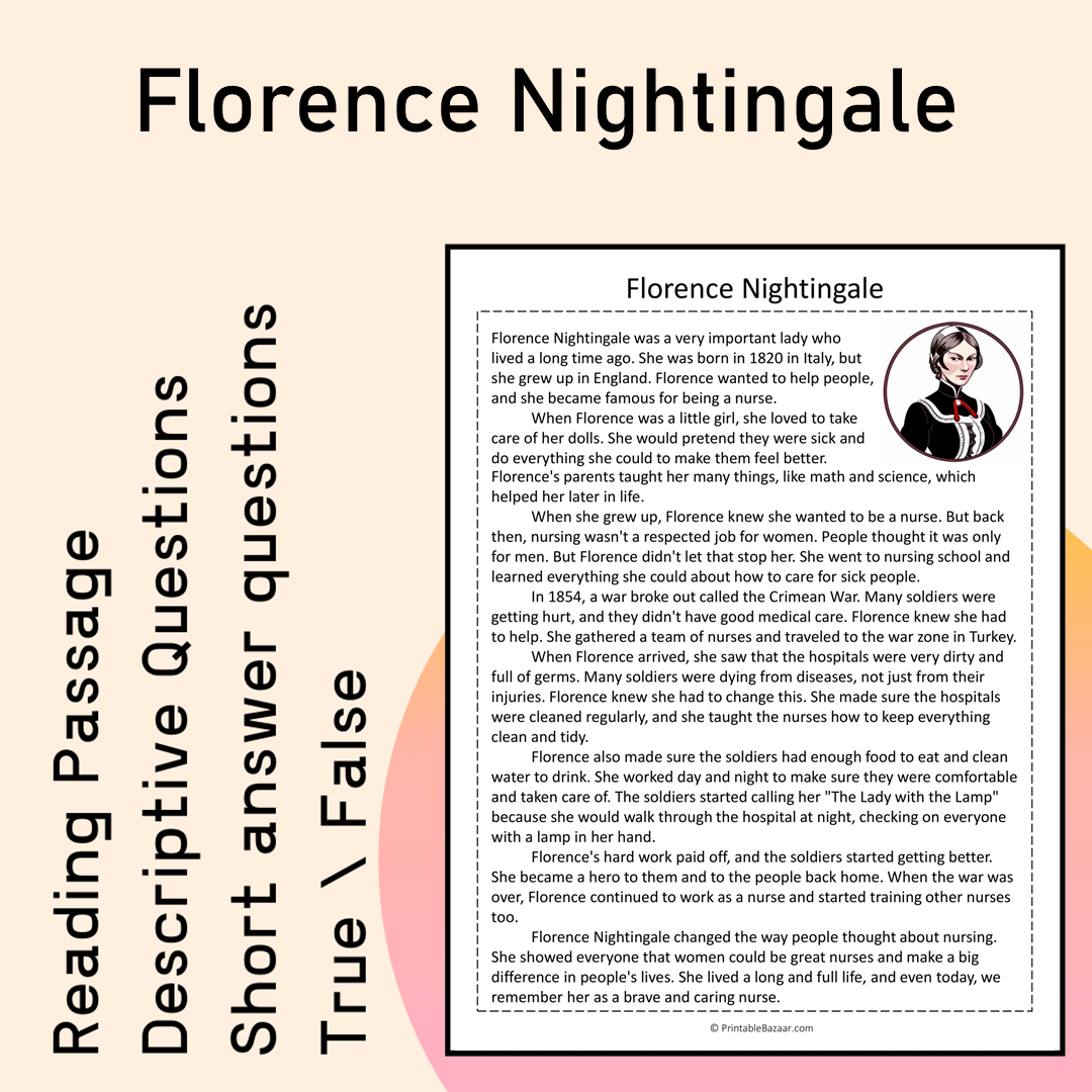Florence Nightingale | Reading Comprehension Passage Printable Activity