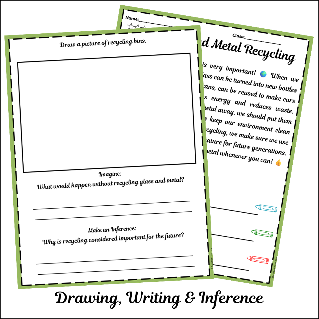 Glass and Metal Recycling | Short Reading Comprehension Creative Worksheet