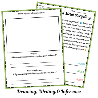 Glass and Metal Recycling | Short Reading Comprehension Creative Worksheet