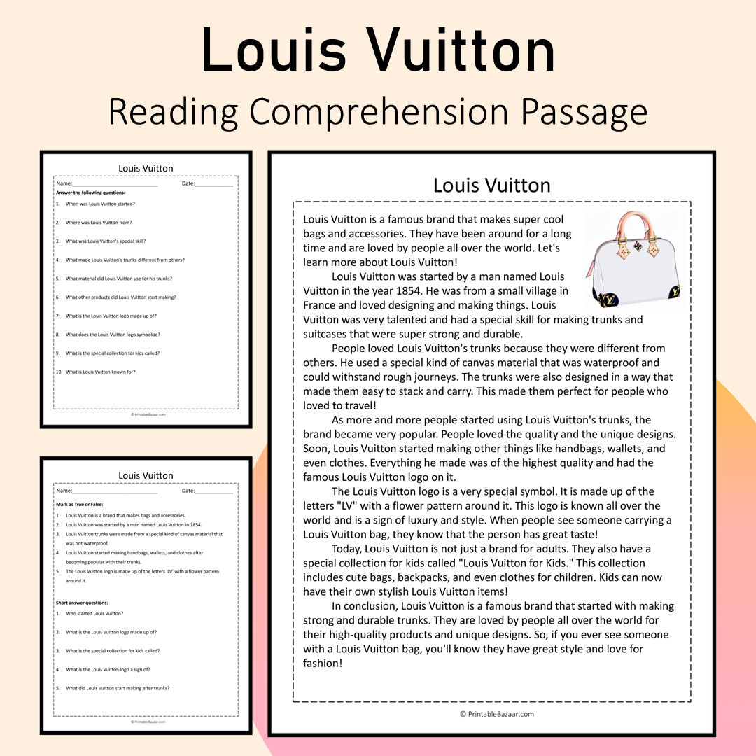 Louis Vuitton | Reading Comprehension Passage Printable Activity