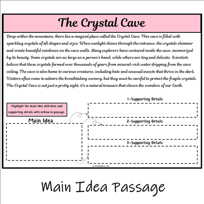 The Crystal Cave | Main Idea and Supporting Details Reading Passage and Questions