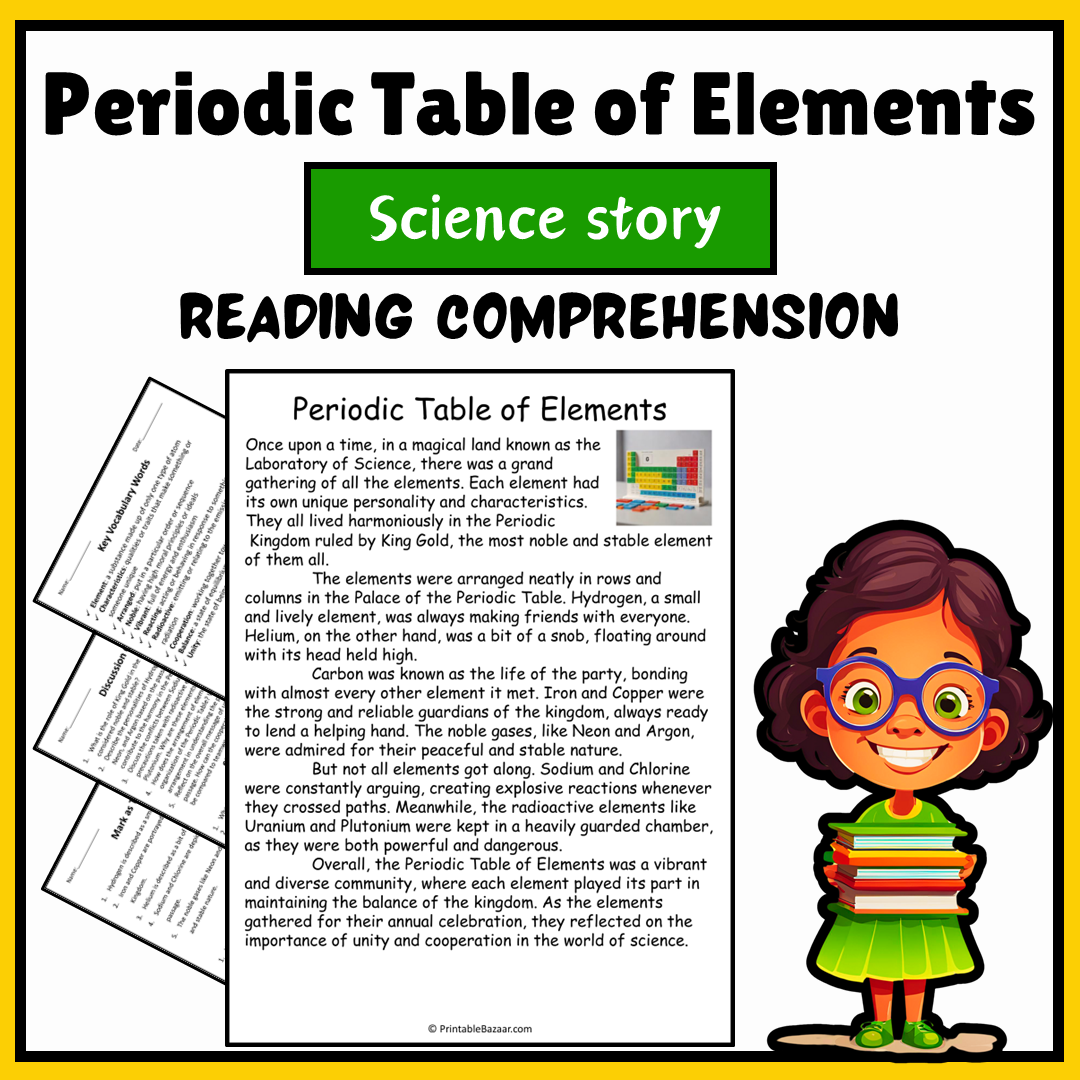 Periodic Table of Elements | Science Story Reading Comprehension Activity
