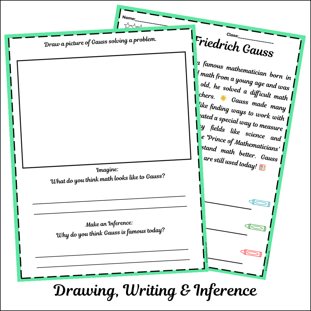 Carl Friedrich Gauss | Short Reading Comprehension Creative Worksheet