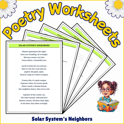 Solar System's Neighbors | Poem Grammar Worksheet Printable Activity