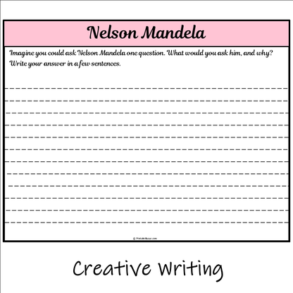 Nelson Mandela | Main Idea and Supporting Details Reading Passage and Questions