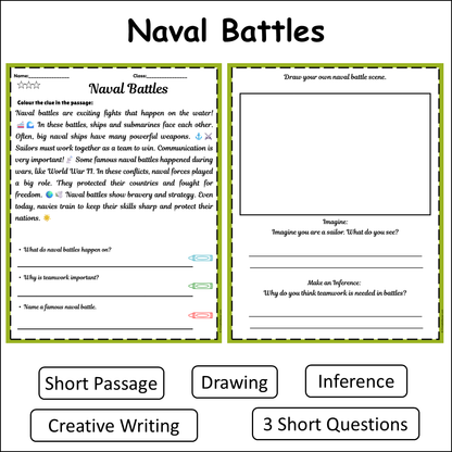 Naval Battles | Short Reading Comprehension Creative Worksheet